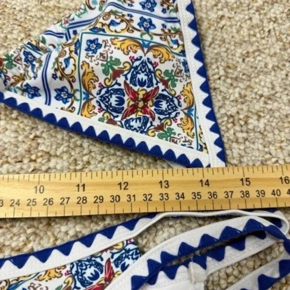 NWT BIKINX Matching Top and Bottom Bikini Set Blue Paisley Print Size Large - Picture 6 of 6